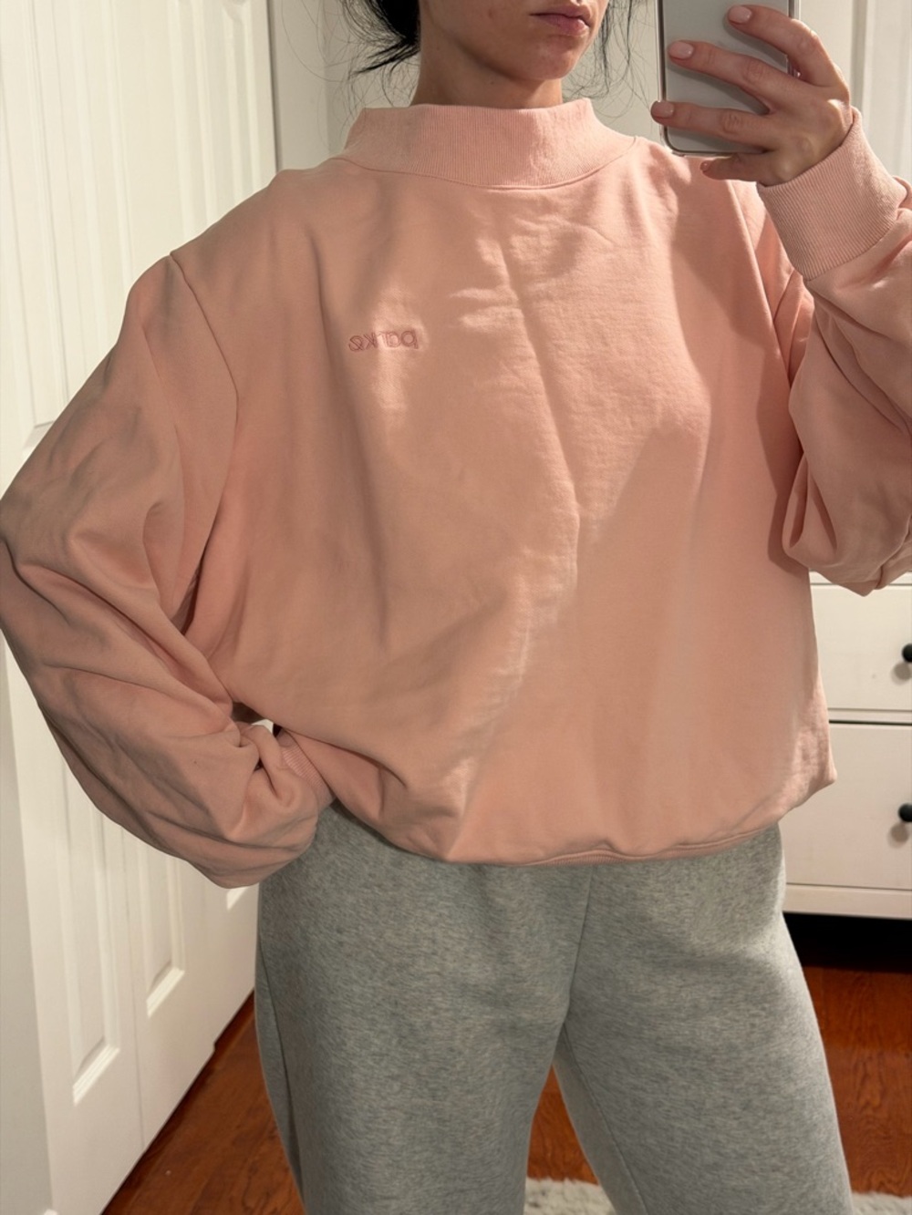 Parke Pink Embroidered Mock Neck